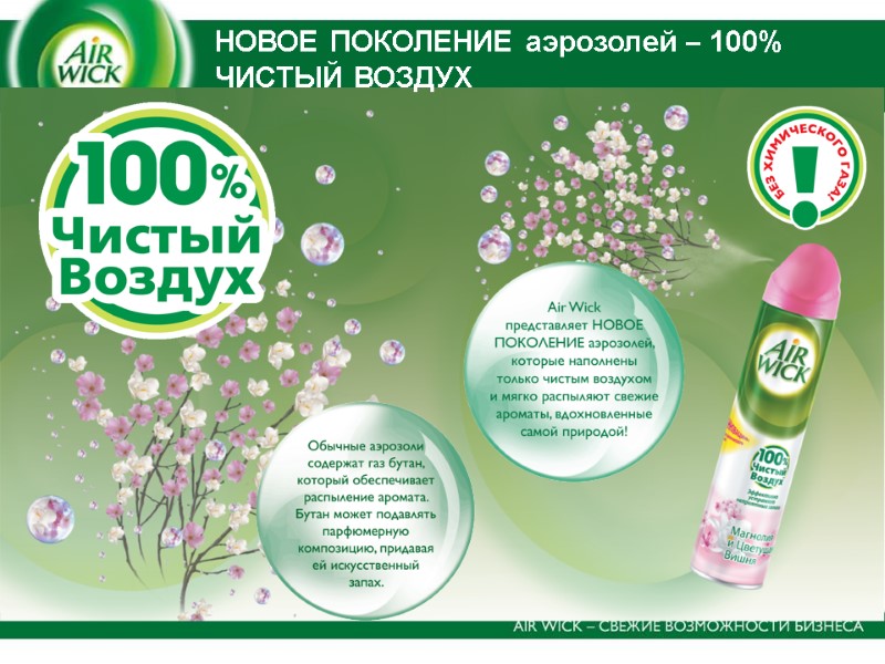 НОВОЕ ПОКОЛЕНИЕ аэрозолей – 100% ЧИСТЫЙ ВОЗДУХ